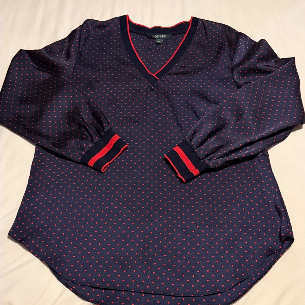 Ralph Lauren Navy and Red Women's Blouse